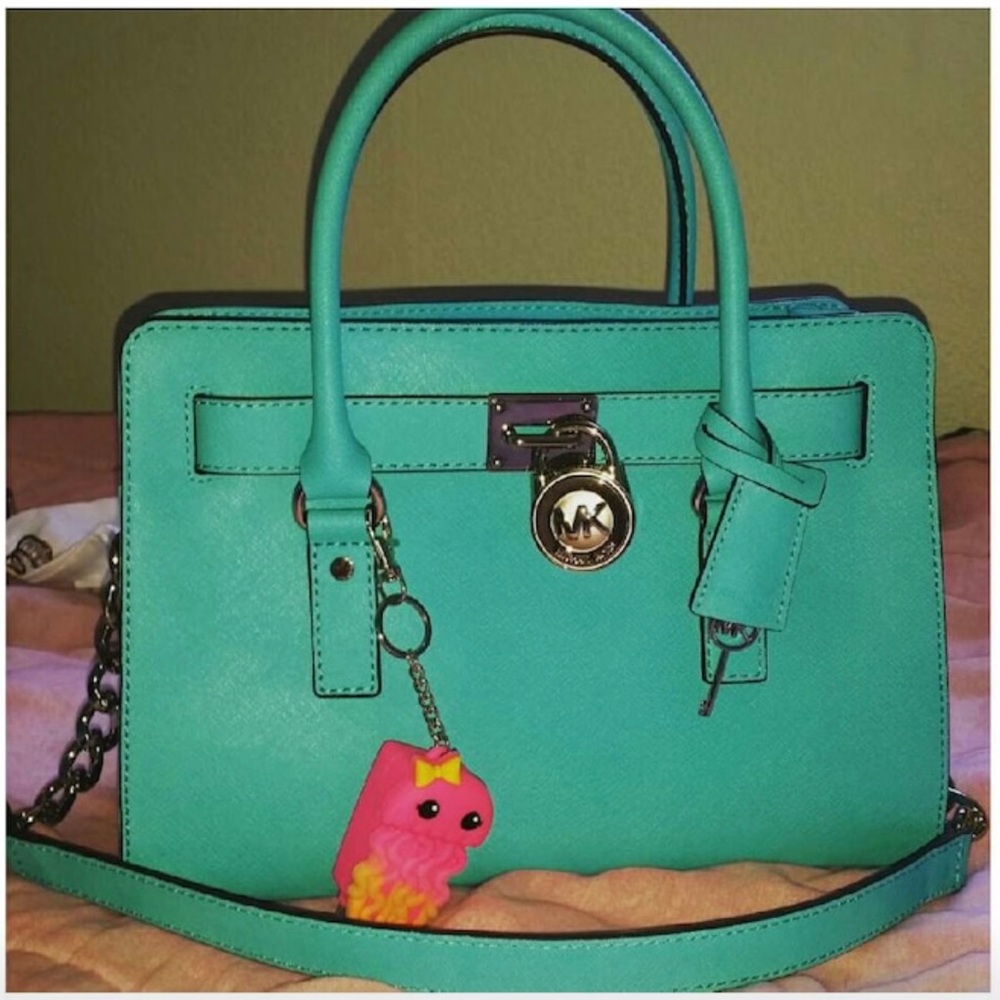 Turquoise Micheal Kors Leather Handbag